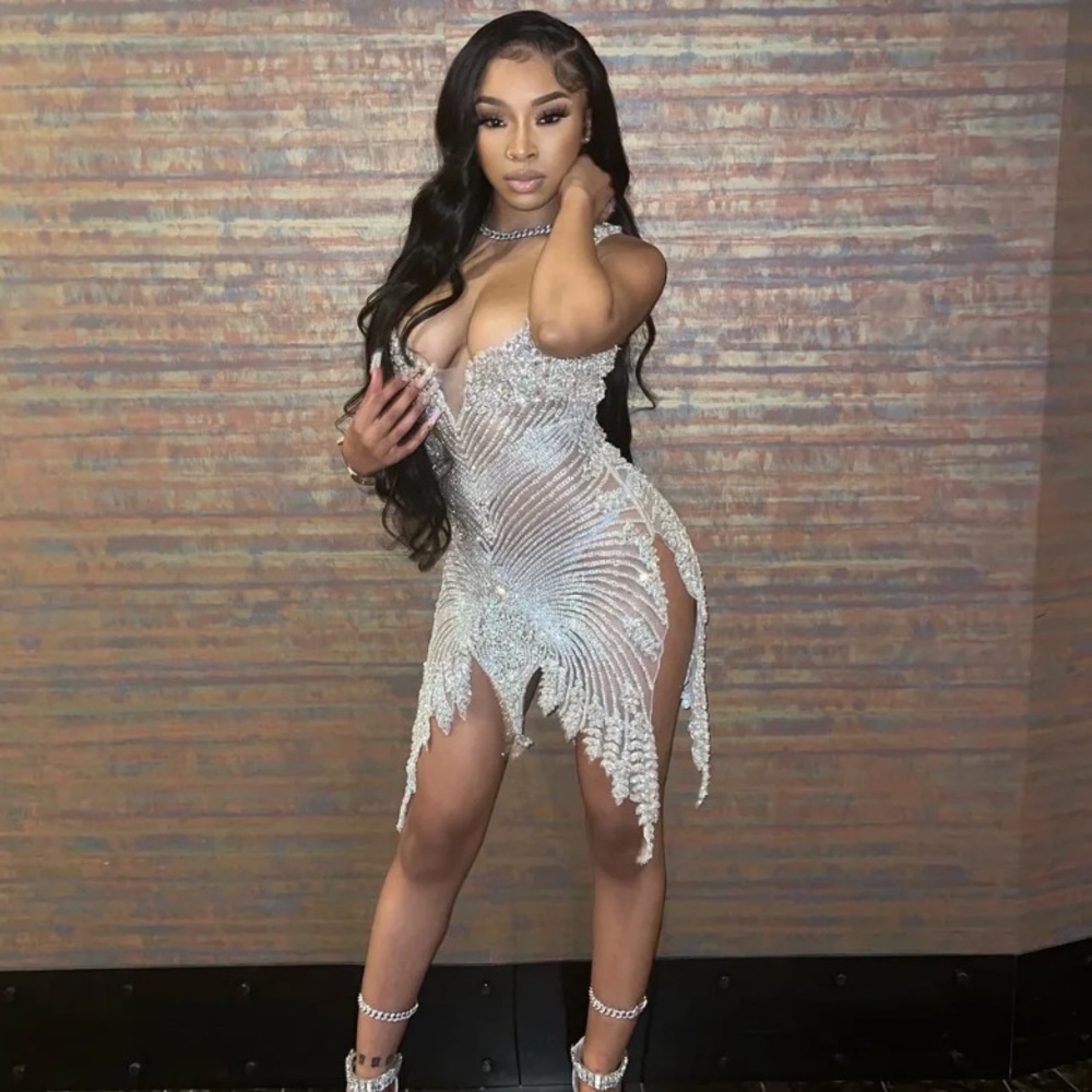 Diamond Contour Dress Silver Embellished Dress